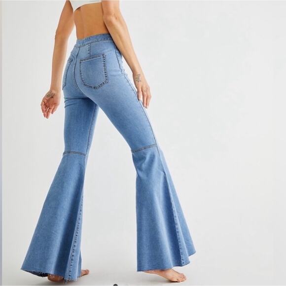 Free People Denim - Free People Just Float On Flare High Rise Light Wash Retro Jeans 26